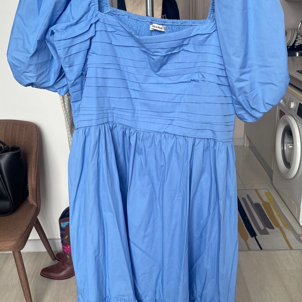 Abercrombie & Fitch Light Blue Emerson Poplin Misi Length Dress